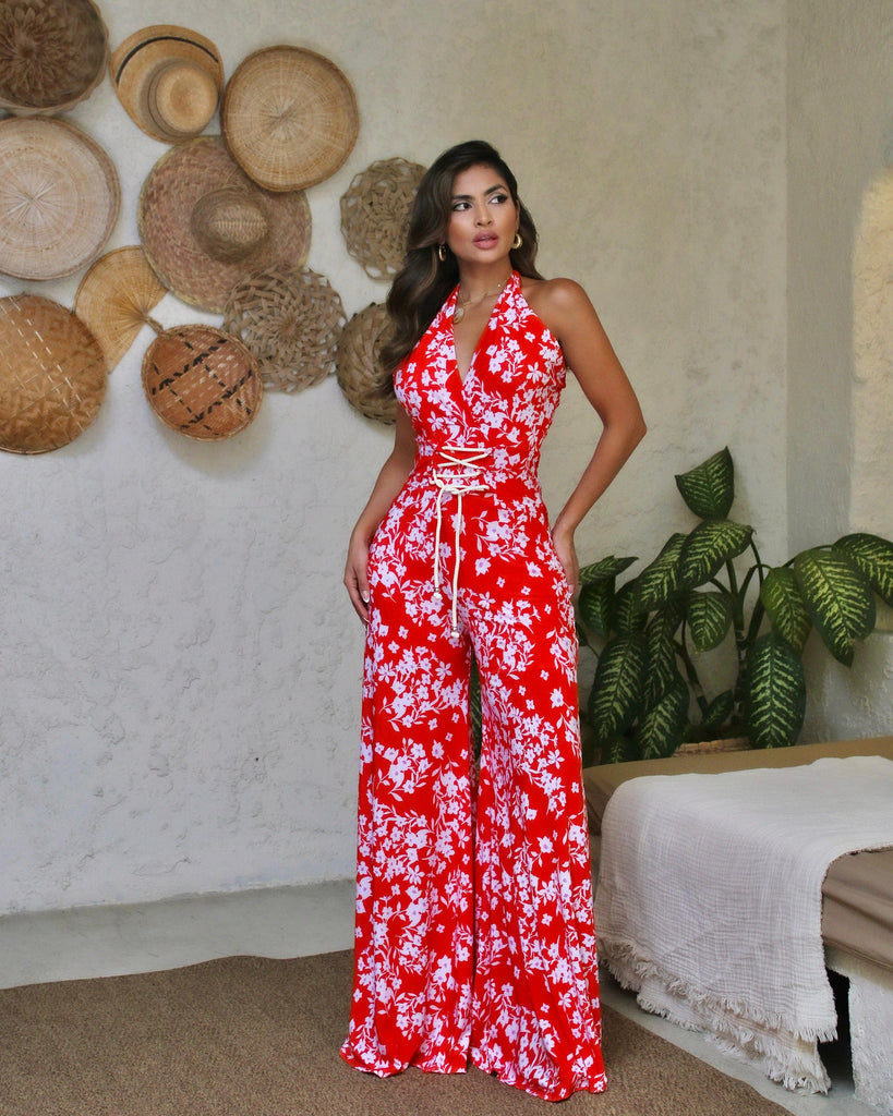 747-R ENTERIZO FLORES ROJO