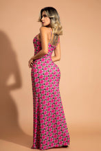 Cargar imagen en el visor de la galería, V-246 VESTIDO SIRENA FLORAL FUCSIA