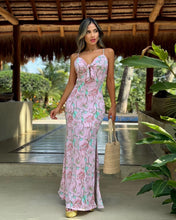 Cargar imagen en el visor de la galería, V-246-R VESTIDO SIRENA FLORAL ROSA