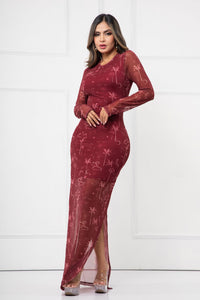 V-725V VESTIDO MAYATEX MANGA LARGA VINO