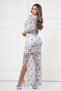 V-725B VESTIDO MAYATEX MANGA LARGA BLANCO